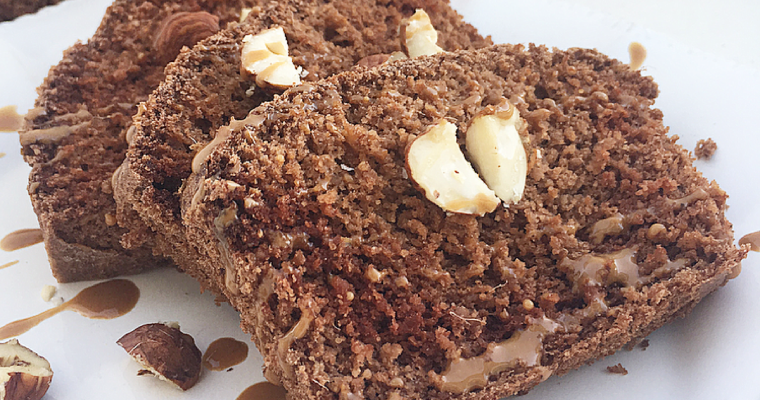 Plumcake al cacao e mango con nocciole.