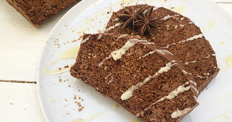 Plumcake al cacao e banana, speziato all’anice e cannella.